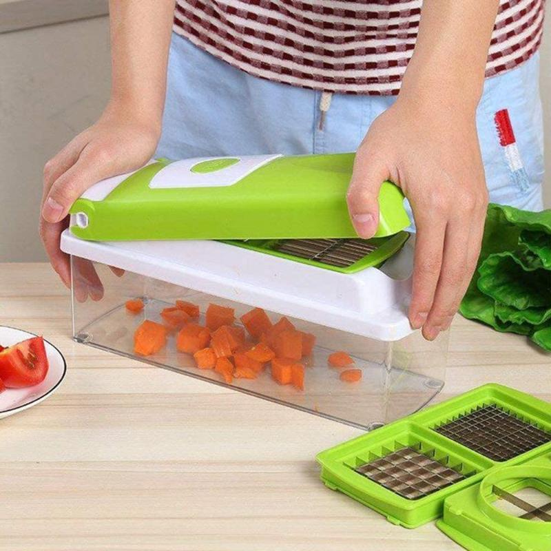 12-in-1 Vegetable Slicer with Interchangeable Blades and Built-In Collection Container