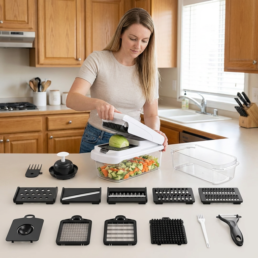 15-in-1 multifunction fruit & vegetable slicer β chop, dice & shred